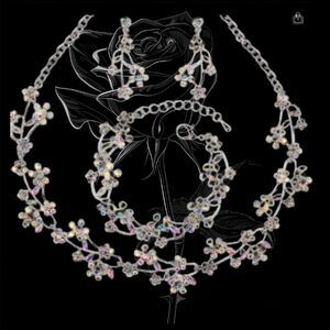 Elegant Aurora Necklace Bracelet & Earrings Set Bridal Prom Formals
